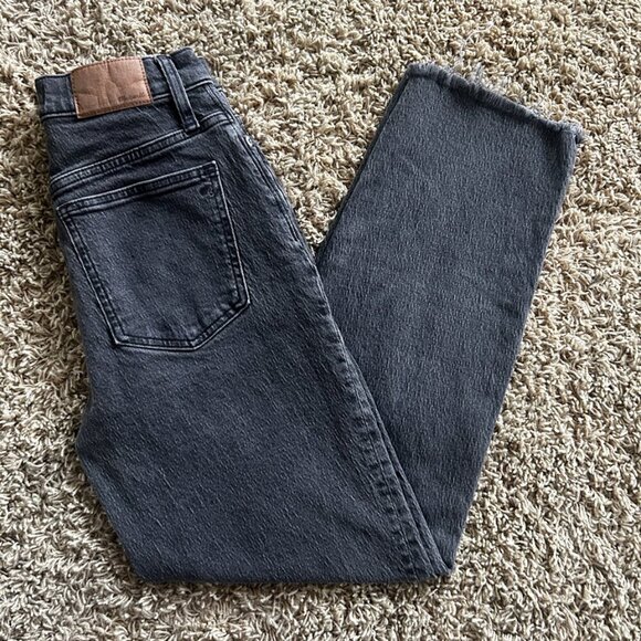 Madewell The Perfect Vintage Straught Jeans in Black Women's Size 24 Raw Hem - Picture 6 of 9